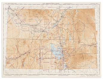 (WORLD WAR II--ENOLA GAY.) VAN KIRK, THEODORE J. Archive of 4 holograph flight logs, 12 aeronautical charts, two weather forecasts, and